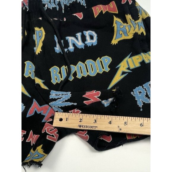 RIPNDIP Mens MEDIUM Black Rock N Nerm All-Over Print CUT-OFF SWEATPANTS *Read* - Picture 4 of 7